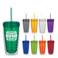 Econo 16 Oz. Double Wall Tumbler With Lid And Straw